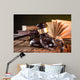 Wooden gavel and books on wooden table, law concept Wall Mural