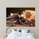 Wooden gavel and books on wooden table, law concept Wall Mural