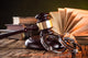 Wooden Gavel And Books On Wooden Table, Law Concept Wall Decal