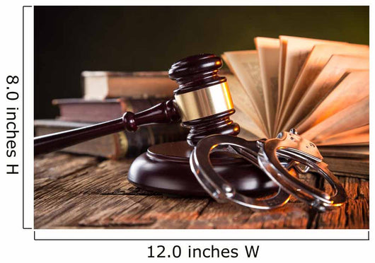 Wooden gavel and books on wooden table, law concept Wall Mural