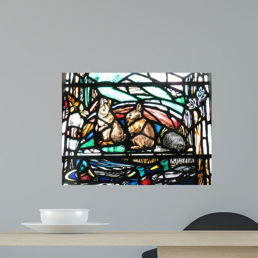 Rabbits and Ducks Stained Wall Decal