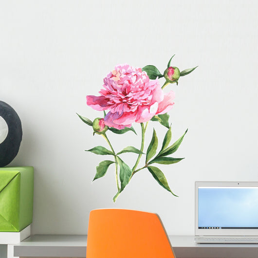 Pink peonies botanical watercolor Wall Decal