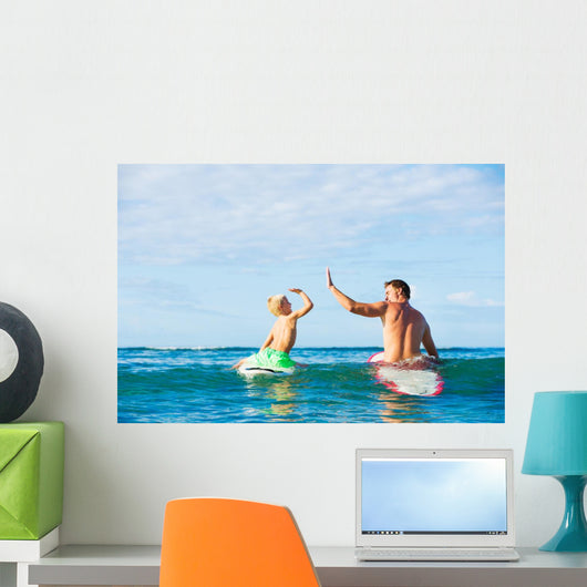 Father and Son Going Surfing Wall Mural