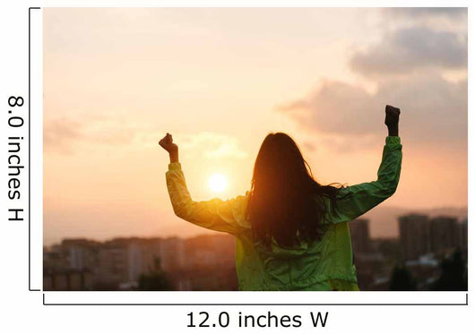 Blissful woman celebrating sport and fitness lifestyle success Wall Mural