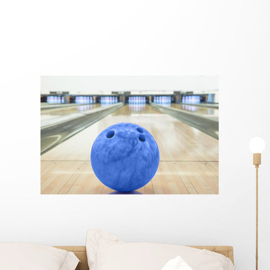 Balls on bowling alley against ten pins Wall Mural