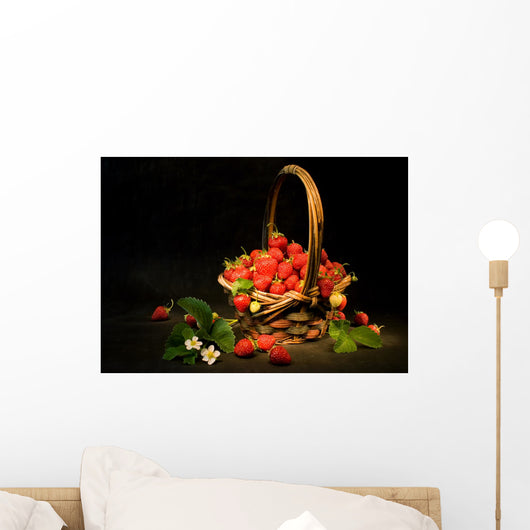Basket with Strawberries Wall Mural