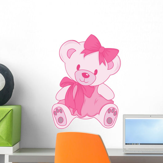 Cute Pink Tedy Bear Wall Decal