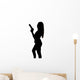 Silhouette of young sexy woman with gun Wall Decal