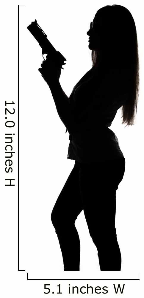 Silhouette of young sexy woman with gun Wall Decal