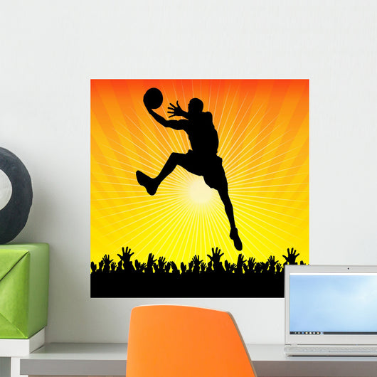 Basketball Player and Crowd Wall Decal