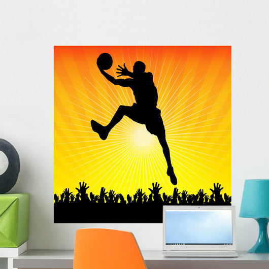 Basketball Player and Crowd Wall Decal