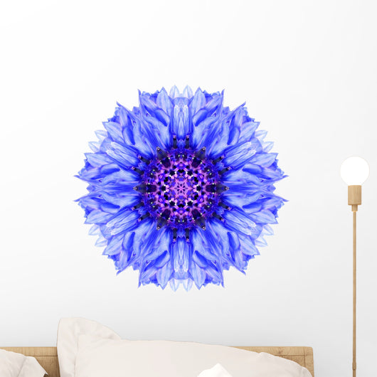 Blue Cornflower Mandala Flower Wall Decal