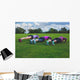 Three women doing push ups in park Wall Mural