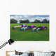 Three women doing push ups in park Wall Mural