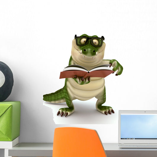 Croc reading book Wall Decal
