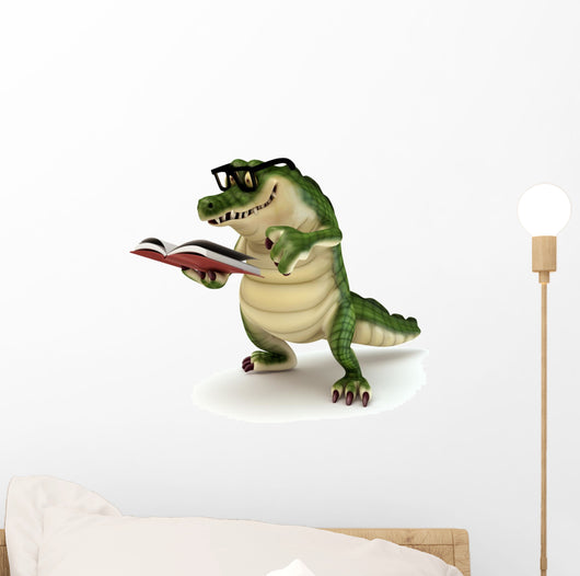Croc reading book Wall Decal