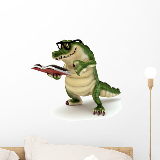 Croc reading book Wall Decal