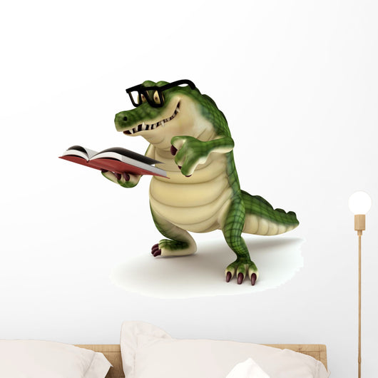 Croc reading book Wall Decal