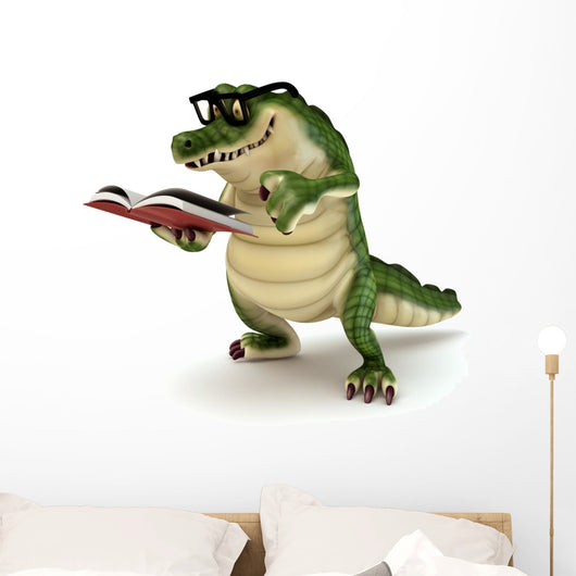 Croc reading book Wall Decal