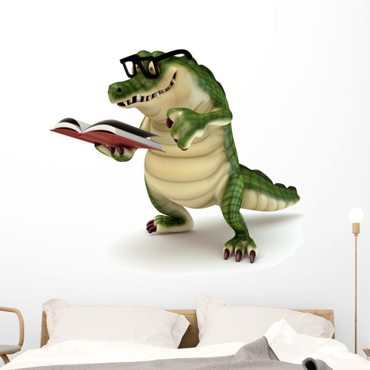 Croc reading book Wall Decal