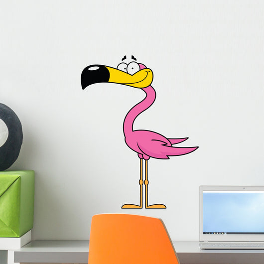 Cartoon Flamingo Happy Wall Decal