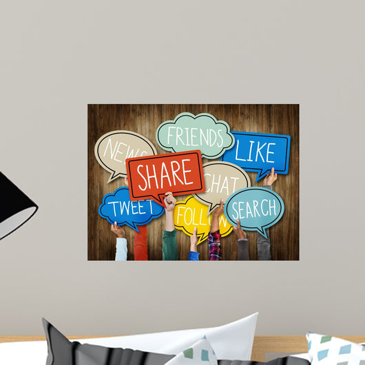 Hands Holding Speech Bubbles Wall Decal