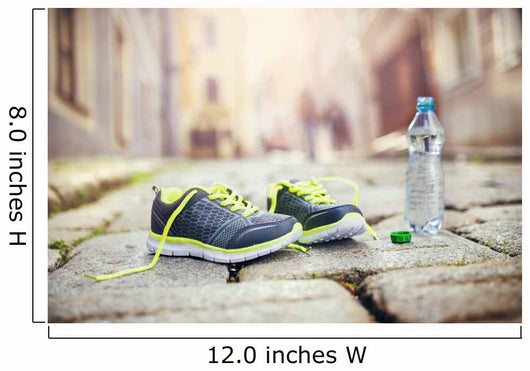 Running shoes and bottle of water Wall Mural