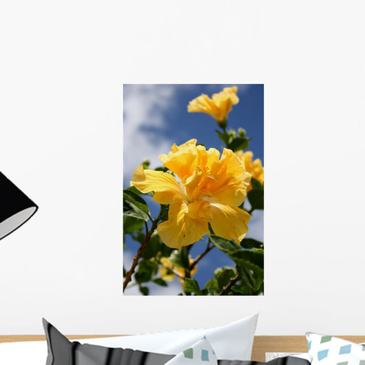 yellow double headed hibiscus Wall Mural