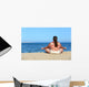 overweight woman meditation on beach Wall Mural