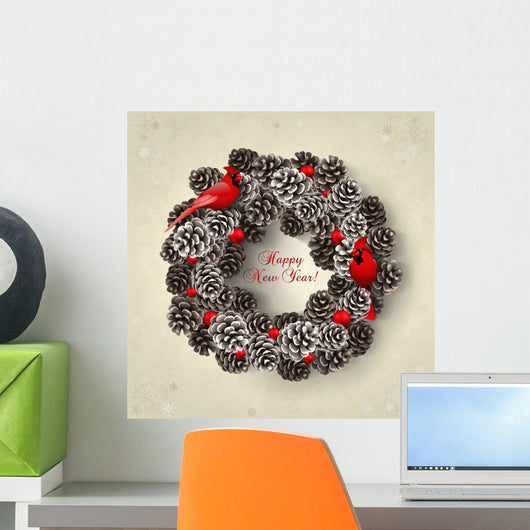 Card with Wreath Fir Wall Decal