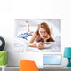 woman in bed eating chicken noodle soup while sick Wall Mural