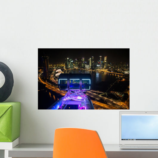 SINGAPORE - 29 October:The Top view of the Marina Bay from Singa Wall Mural