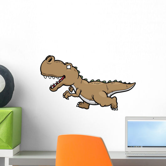 Vector illustration of cartoon dinosaur running Wall Decal