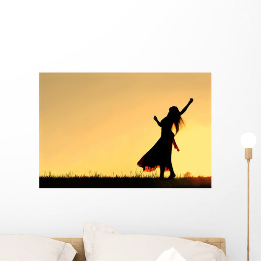 Woman Dancing Silhouette Wall Mural