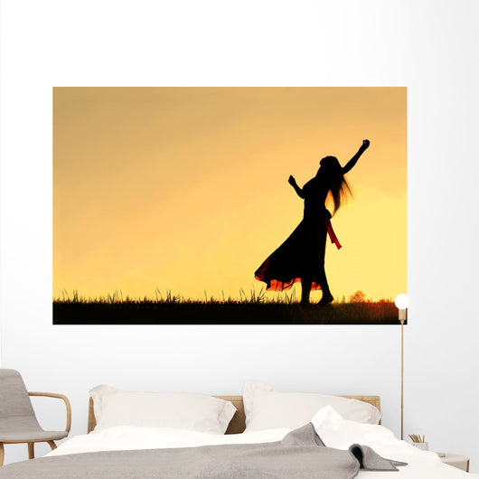 Woman Dancing Silhouette Wall Mural