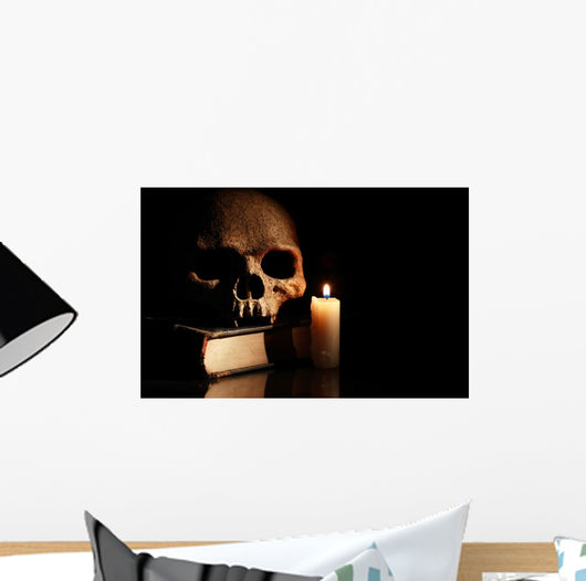 Skull On Book Wall Mural