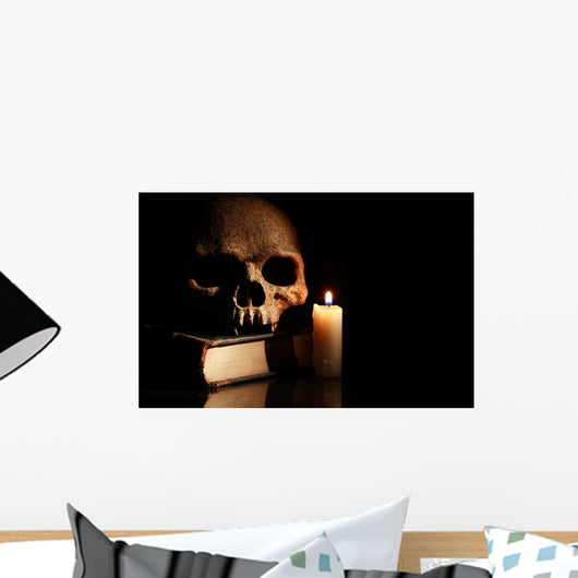 Skull On Book Wall Mural