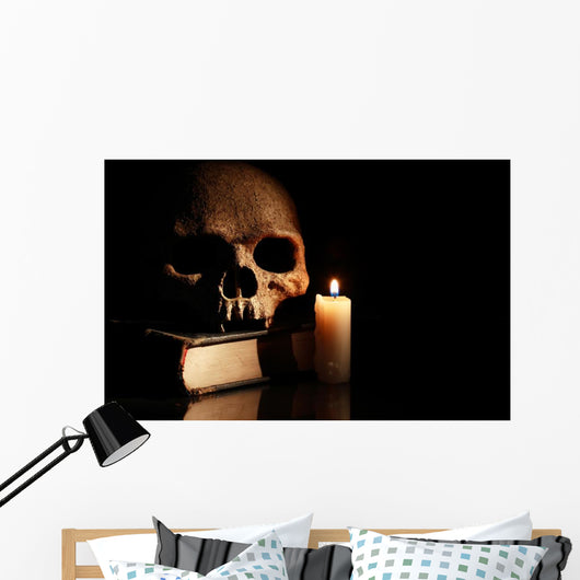 Skull On Book Wall Mural