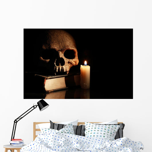 Skull On Book Wall Mural