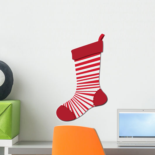 Peppermint Christmas Stocking Wall Decal