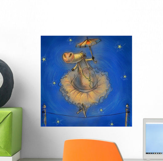 Cute cow with umbrella Wall Mural