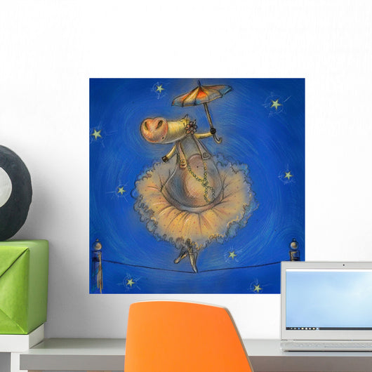 Cute cow with umbrella Wall Mural