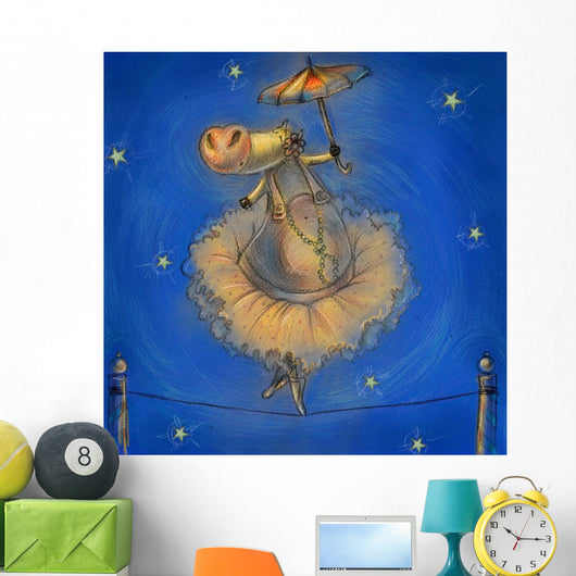Cute cow with umbrella Wall Mural