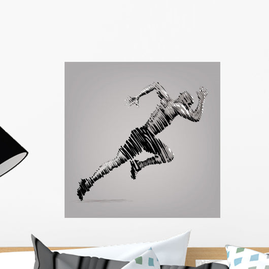 Running man. Vector artwork in the style of ink drawing Wall Mural