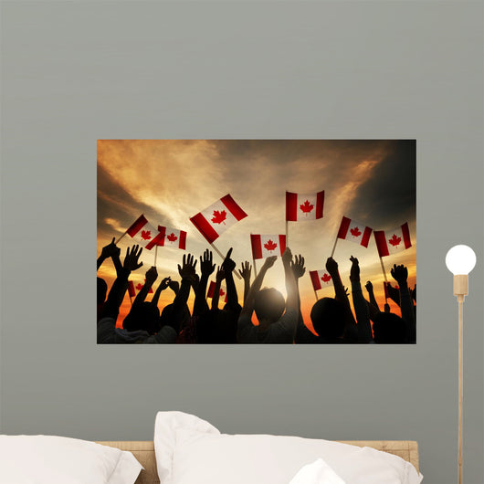Group of People Waving Canada Flags Wall Mural
