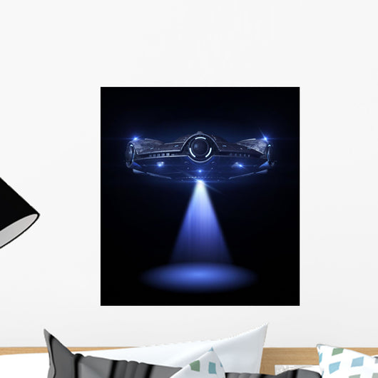 Flying Saucer Is Lighting Wall Decal