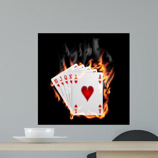 Poker Cards Burn in the Fire Wall Mural