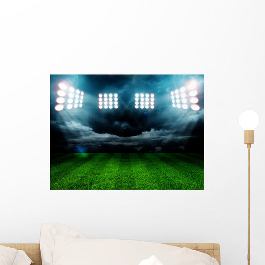 stadium lights at night and stadium Wall Mural