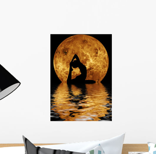 woman doing yoga on water background Wall Mural