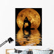 woman doing yoga on water background Wall Mural